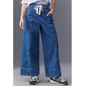 Anthropologie Maeve Tie Waist Wide Leg Jeans Size Medium Denim
